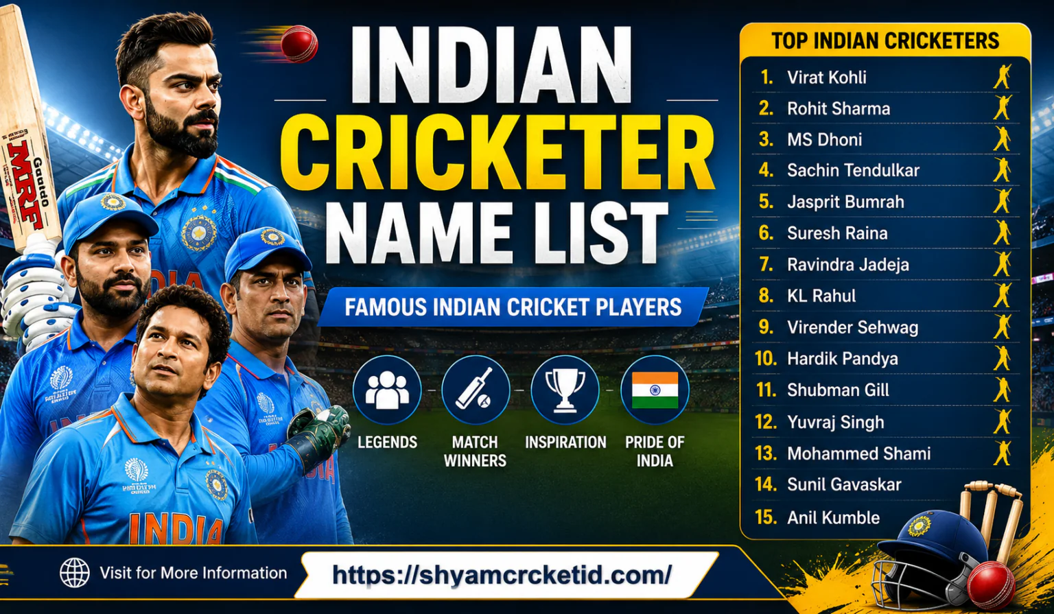 indian cricketer name list