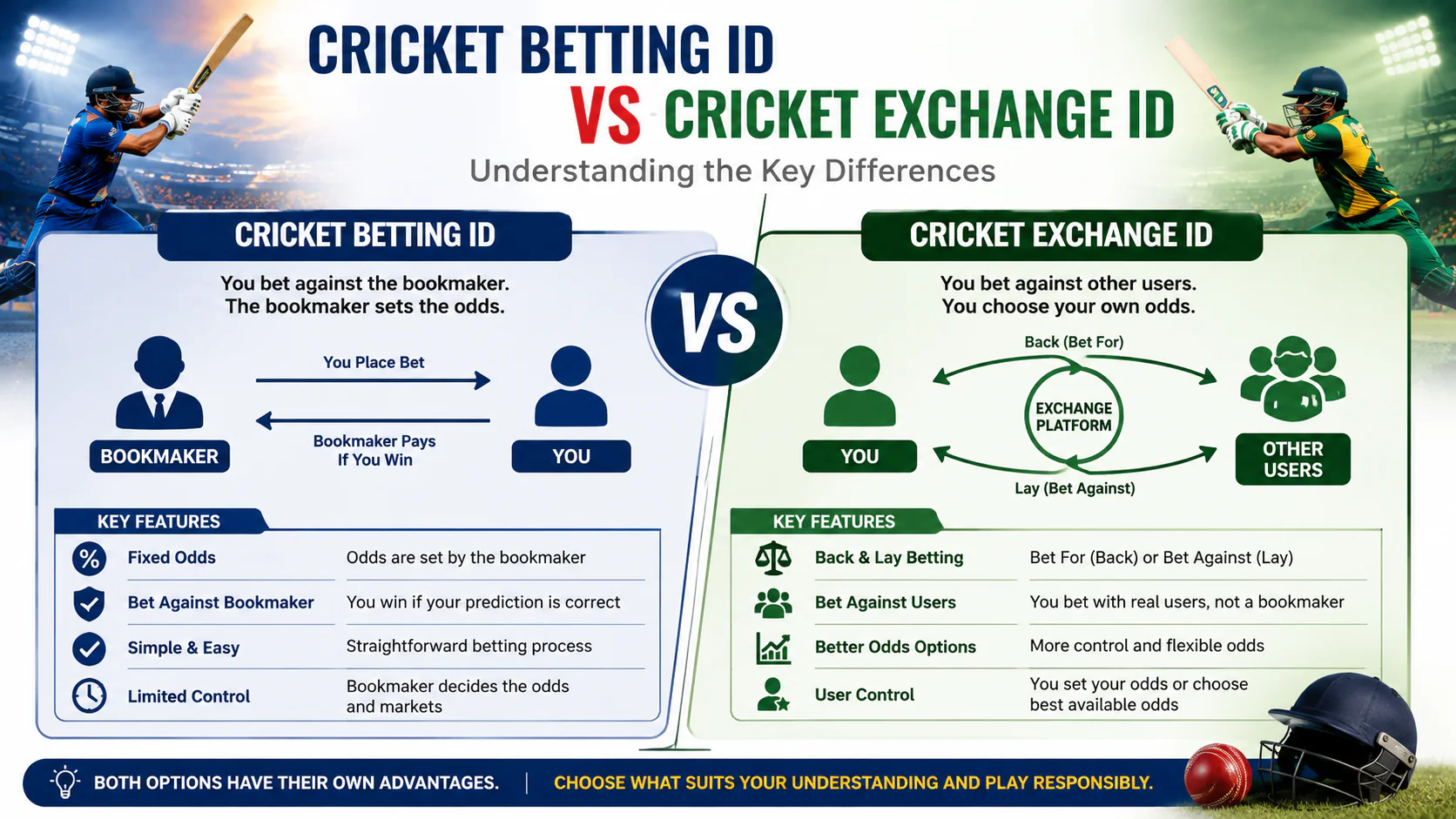 Cricket Betting id vs cricket Exchange ID